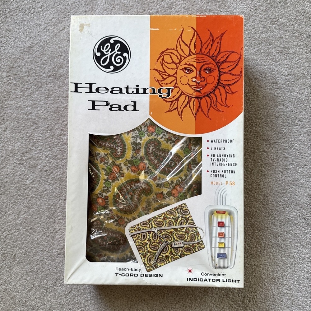 Vintage GE General Electric Automatic Heating Pad Model P58 w/ Box MCM WORKS